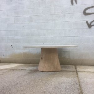 round concrete coffee table with hardwood, Geelong